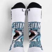 白と灰色のサメの歯抽象芸術グラフィティデザイン ソックス (上部)