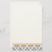 白と灰色のダマスク文房具 便箋 (正面/裏面)