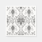 白と灰色のダマスク透かし模様 スタンダードカクテルナプキン (正面)