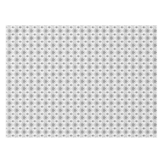 白と灰色のダマスク透かし模様 テーブルクロス (正面(横))