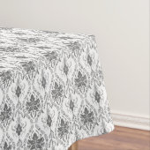 白と灰色のダマスク透かし模様 テーブルクロス (インサイチュ)
