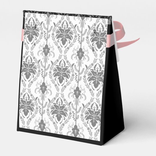 白と灰色のダマスク透かし模様 フェイバーボックス (裏面サイド)
