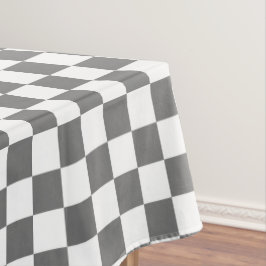 白と灰色のチェック市松模様にコットンダイニング テーブルクロス