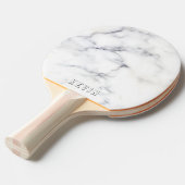 白と灰色のフェイク大理石カスタムモノグラム 卓球ラケット (正面アングル)