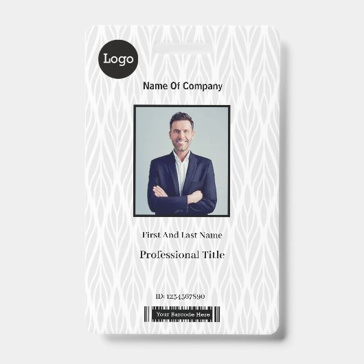 白と灰色のフォトID バッジ (正面)