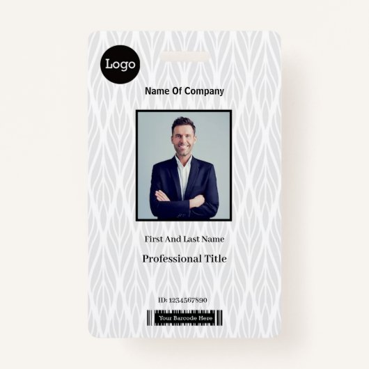 白と灰色のフォトID バッジ (正面)