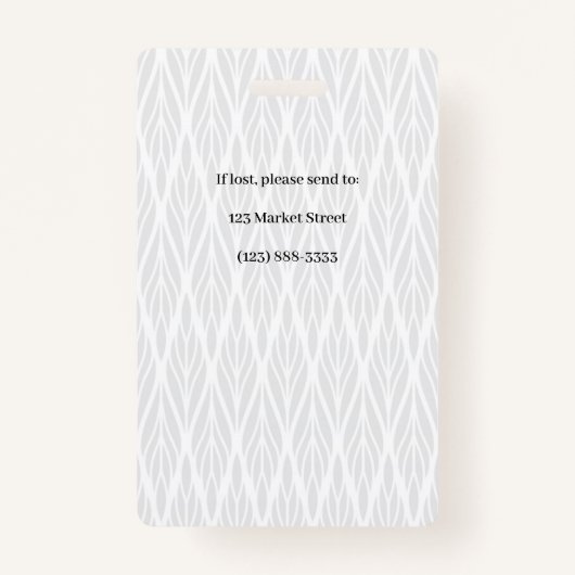 白と灰色のフォトID バッジ (裏面)