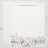 白と灰色のフローラ縁ど レターヘッド (正面/裏面)