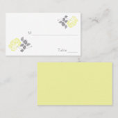 白と灰色のプレイスカードの黄色の牡丹 プレイスカード (正面/裏面)