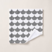 白と灰色のホタテ バスタオルセット (ウォッシュタオル)