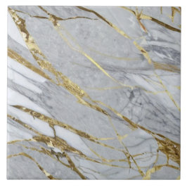 白と灰色の大理石と金ゴールドアクセント タイル