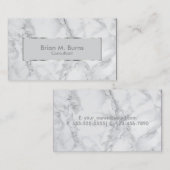 白と灰色の大理石と金属製の銀のデザイン 名刺 (正面/裏面)