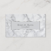 白と灰色の大理石と金属製の銀のデザイン 名刺 (正面)