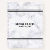 白と灰色の大理石のテクスチャストライプアクセント ノートブック (正面)