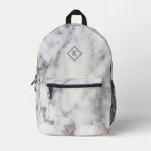 白と灰色の大理石のテクスチャプリント |モノグラム プリントバックパック (正面)