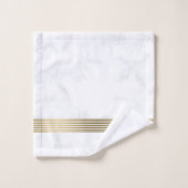 白と灰色の大理石フェイクの金ゴールドストライプ バスタオルセット (ウォッシュタオル)