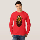 白と灰色の帽子のイラストを着たビーズの人 Tシャツ (正面フル)