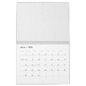 白と灰色の幾何学模様と連動 カレンダー (3月 2026)