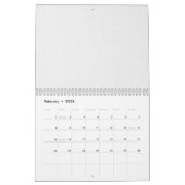 白と灰色の幾何学模様と連動 カレンダー (2月 2026)