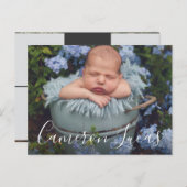 白と灰色の書道コラージュ誕生 案内ポストカード (正面/裏面)