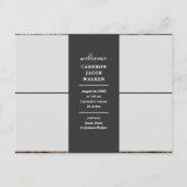 白と灰色の書道コラージュ誕生 案内ポストカード (裏面)