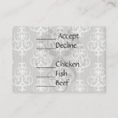 白と灰色の渦巻きエレガンスダマスクパターン エンクロージャーカード (裏面)