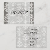 白と灰色の渦巻きエレガンスダマスクパターン エンクロージャーカード (正面/裏面)