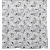 白と灰色の牡丹フローラ白の花 シャワーカーテン (正面)