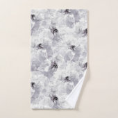 白と灰色の牡丹フローラ白の花 バスタオルセット (ハンドタオル)