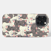 白と灰色の猫のパターン iPhoneケース (裏面横)