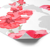 白と灰色の背にさくらんぼの枝が咲く ポスター (角)