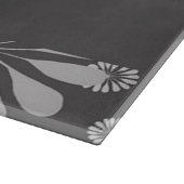 白と灰色の花柄 カッティングボード (角)