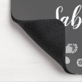 白と灰色の花柄 マウスパッド (コーナー)