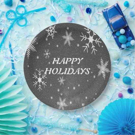 白と灰色の雪の上に黒い空， ZSSG ペーパープレート (パーティー)