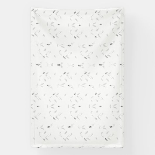 白と灰色のleavを特徴とする装飾模様 横断幕 (縦)