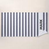 白と灰色ストライプのの ビーチタオル (正面)