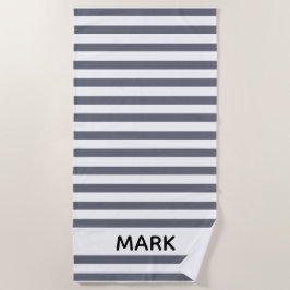 白と灰色ストライプのの ビーチタオル