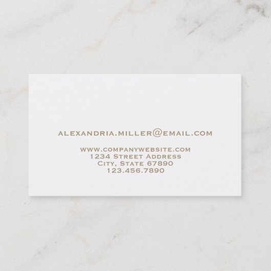 白と無地の金ゴールドのイニシャルロゴ 名刺 (裏面)