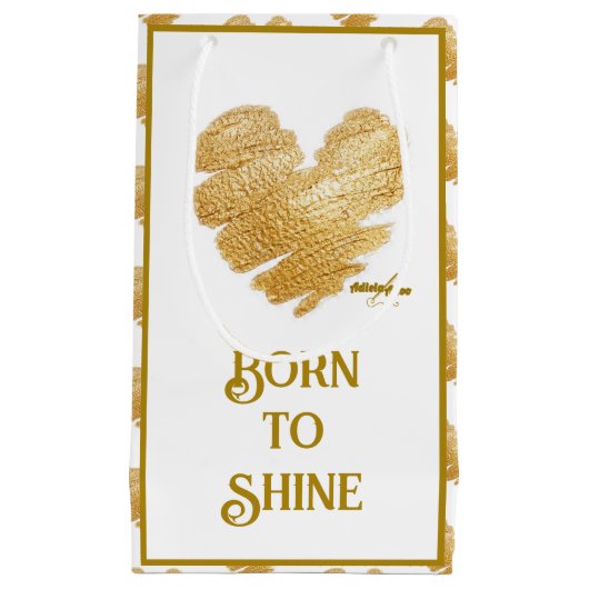 白と生まれ金ゴールドの小さな抱き枕 スモールペーパーバッグ (正面)