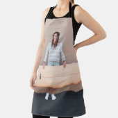 白と白の長袖ストライプを着た女性 エプロン (インサイチュ)