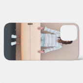 白と白の長袖ストライプを着た女性 Case-Mate iPhoneケース (裏面 (横))