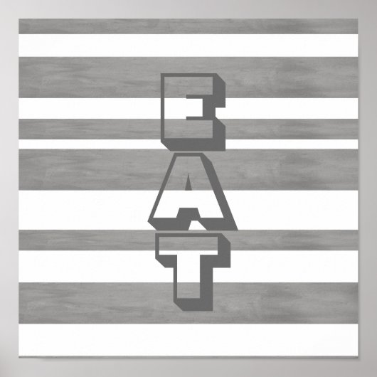 白と白の食べグレーのキッチンポスター ポスター (正面)