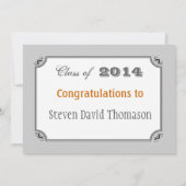 白と白シンプルの無地の卒業 招待状 (裏面)