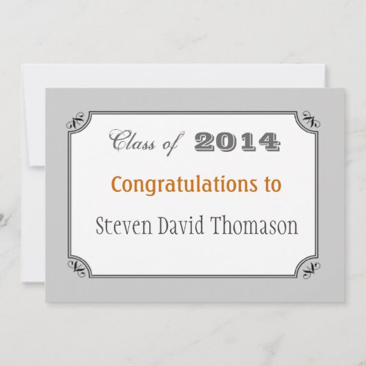 白と白シンプルの無地の卒業 招待状 (裏面)