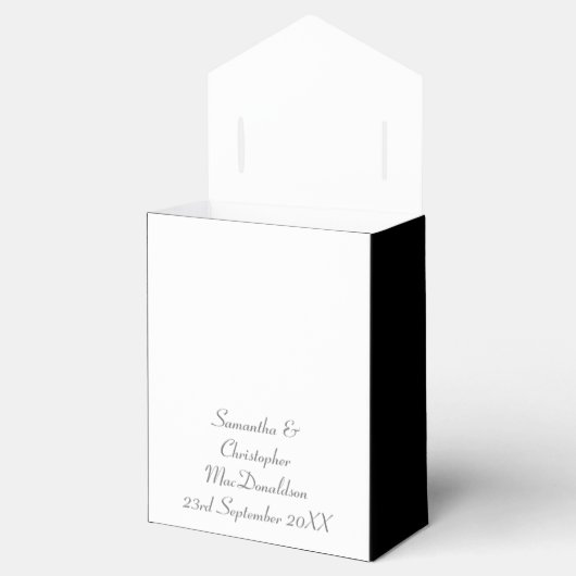 白と白黒のダマスクレース結婚のレース フェイバーボックス (オープン)