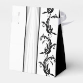 白と白黒のダマスクレース結婚のレース フェイバーボックス (裏面サイド)