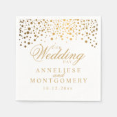 白と紙吹雪の金ゴールドドット私たちの結婚式の日 スタンダードカクテルナプキン (正面)