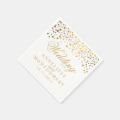 白と紙吹雪の金ゴールドドット私たちの結婚式の日 スタンダードカクテルナプキン (角)