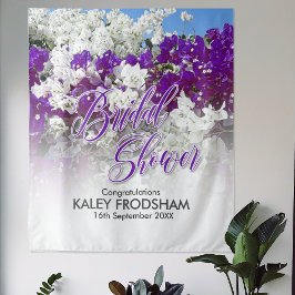 白と紫のウェディングシャワータペストリー タペストリー