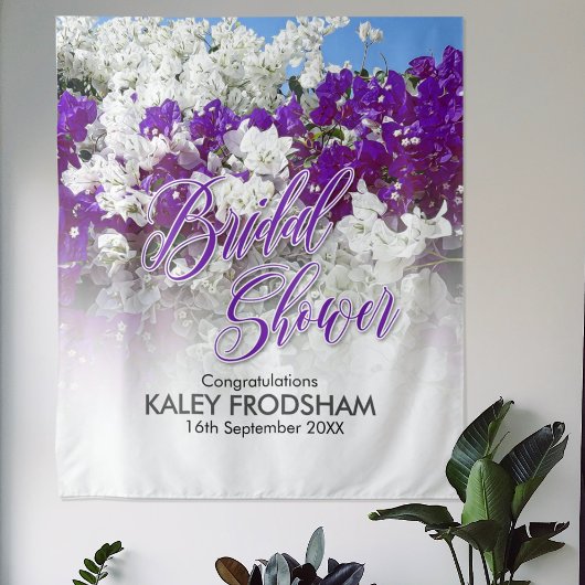 白と紫のウェディングシャワータペストリー タペストリー